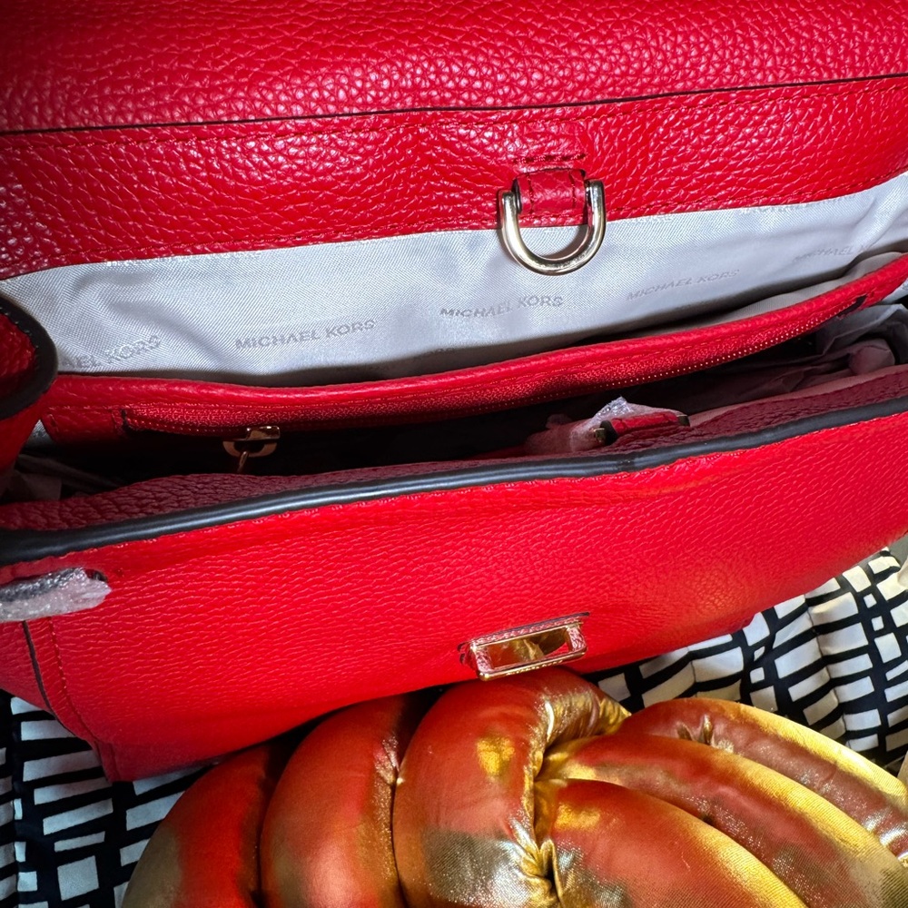 Michael Kors Red Studded Backpack - Picture 9 of 11